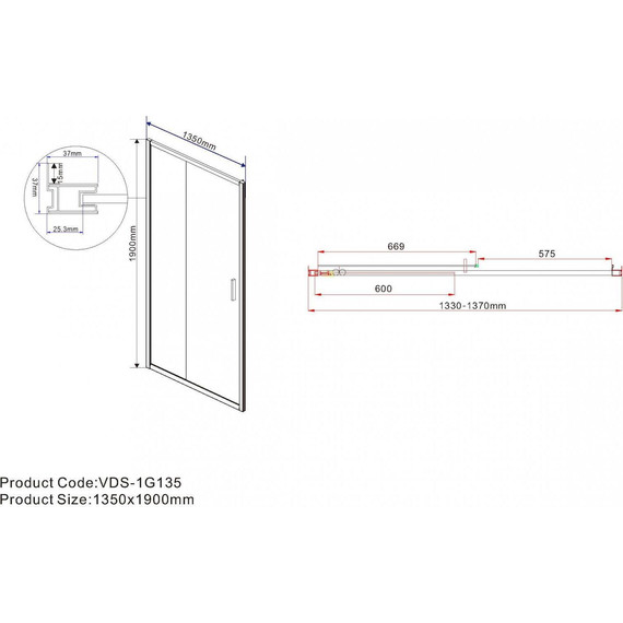 Душевая дверь Vincea Garda 135 см VDS-1G135CL, хром/прозрачное - фото 4