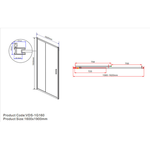 Душевая дверь Vincea Garda 160 см VDS-1G160CL, хром/прозрачное - фото 4