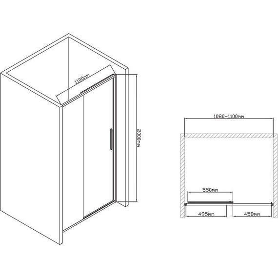 Душевая дверь Vincea Slim-U 110 см VDS-2SU110CL, хром/прозрачное - фото 7