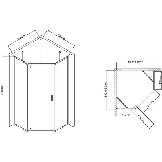 Душевое ограждение Vincea Slim-U 90x90 см VSP-2SU900CL, хром/прозрачное - фото 5