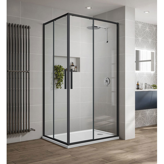 Душевое ограждение Vincea Slim-U 90x90 см VSS-2SU900CLB, черный/прозрачное - фото 