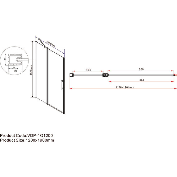 Душевая дверь Vincea Orta 120 см VPP-1O120CL, хром/прозрачное - фото 3