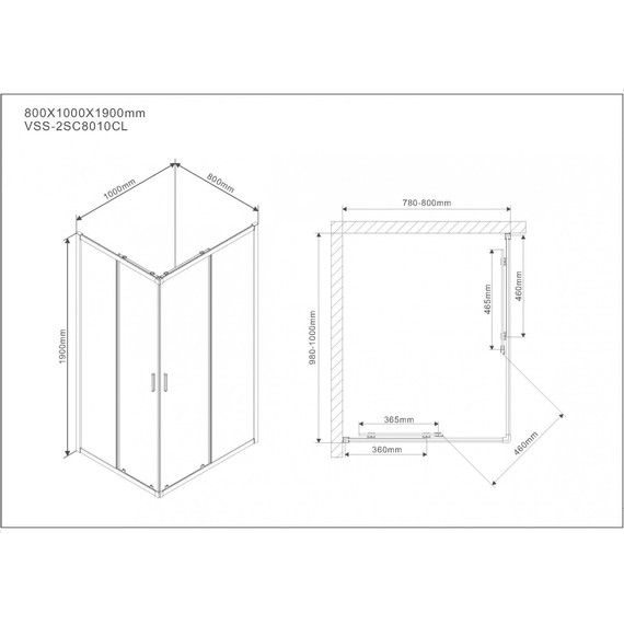 Душевое ограждение Vincea Scala 100x80 см VSS-2SC8010CL, хром/прозрачное - фото 7