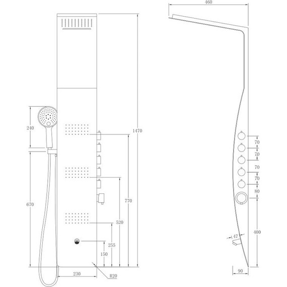Гидромассажная панель Taliente ТА-G-A04Bb+s, черный матовый - фото 2