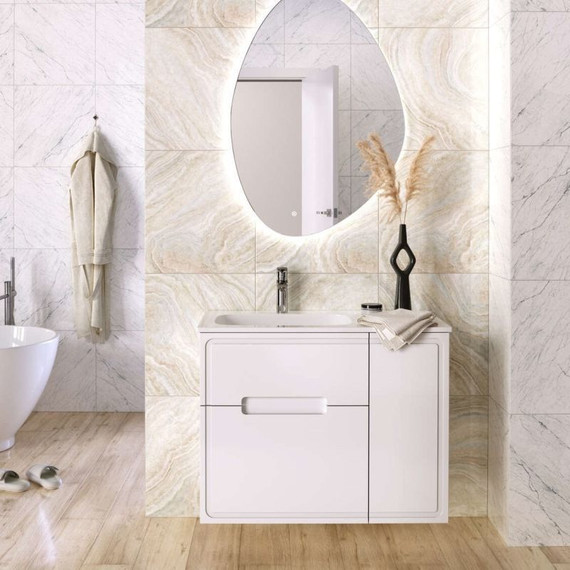 Тумба подвесная с раковиной Taliente Olejo 90 см L TA-MBO-90PR(L)-blanco, белый глянец - фото 3