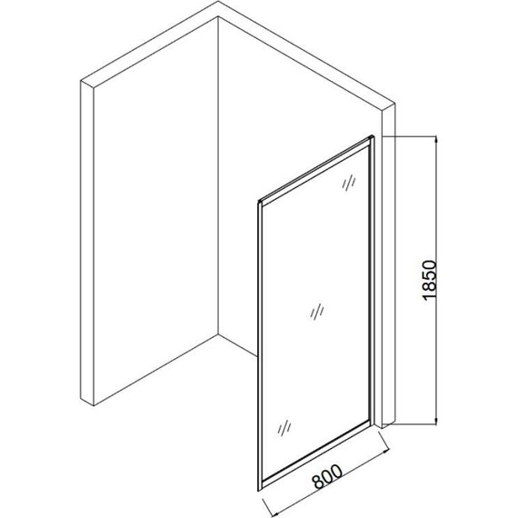 Боковая стенка Taliente 80x185 см TA-08CB, черный/прозрачное - фото 2