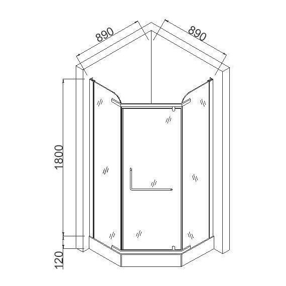 Душевое ограждение Taliente 90x90 см TA-09093CP, хром/прозрачное - фото 2
