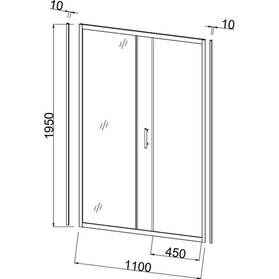 Душевая дверь Taliente 110x195 см TA-110-1CP, хром/прозрачное - фото 2
