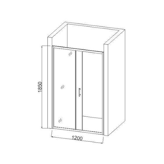 Душевая дверь Taliente 120x185 см TA-120CB, черный/прозрачное - фото 2