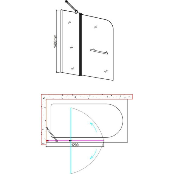 Шторка для ванны Taliente 120 см TA-1214MP, хром/матовое - фото 3