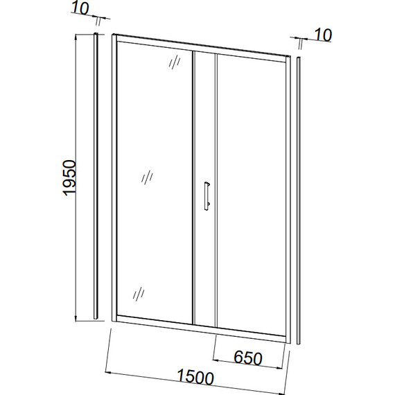 Душевая дверь Taliente 150x195 см TA-150-1CB, черный/прозрачное - фото 2