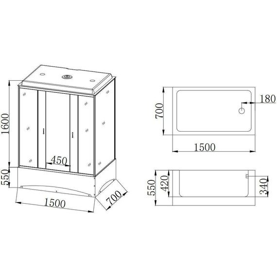 Душевая кабина Taliente 150x70 см TA-15070G, хром/тонированное - фото 5