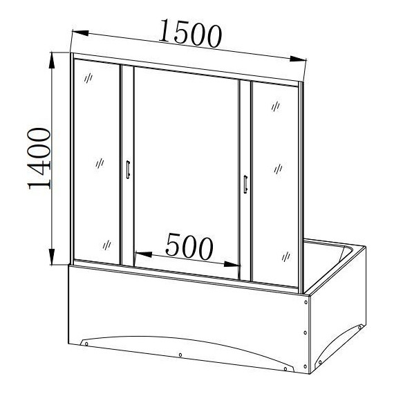 Шторка для ванны Taliente 150 см TA-1514CB, черный/прозрачное - фото 2