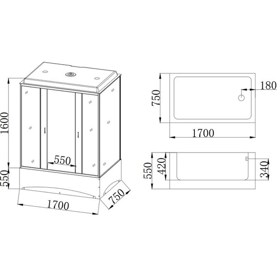 Душевая кабина Taliente 170x75 см TA-17075G, хром/тонированное - фото 5