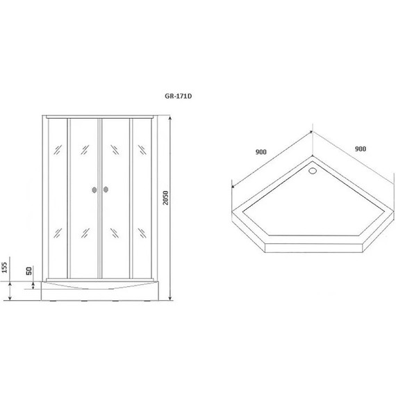 Душевое кабина Grossman Classic 90x90 см GR171D, хром/матовое - фото 6