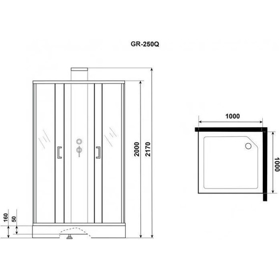 Душевое кабина Grossman Elegans 100x100 см GR250Q, чёрный/прозрачное - фото, картинка 9 Душевое кабина Grossman Elegans 100x100 см GR250Q, чёрный/прозрачное - фото 9