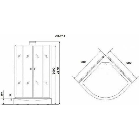 Душевое кабина Grossman Elegans 90x90 см GR251, чёрный/прозрачное - фото 7