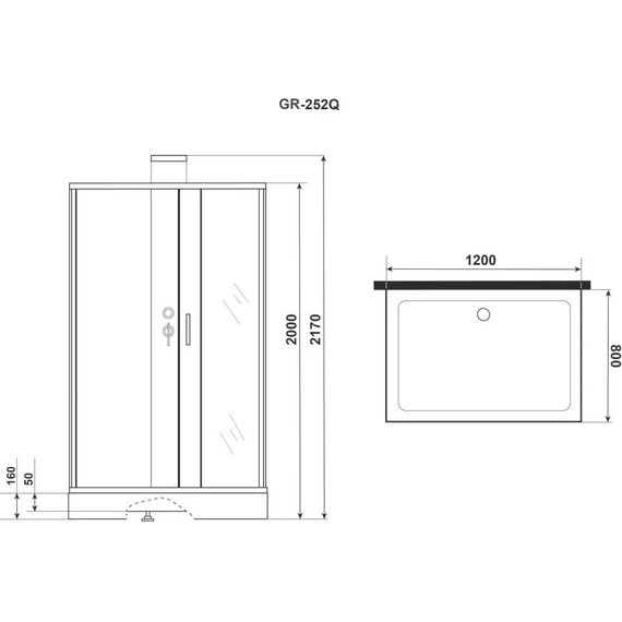 Душевое кабина Grossman Elegans 120x80 см GR252Q, чёрный/прозрачное - фото 5