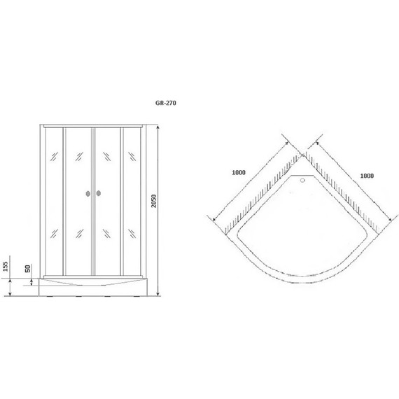 Душевое кабина Grossman Classic 100x100 см GR270, чёрный/узор - фото 6