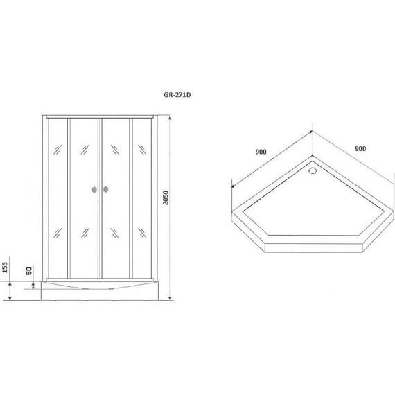 Душевое кабина Grossman Classic 90x90 см GR271D, чёрный/узор - фото 6