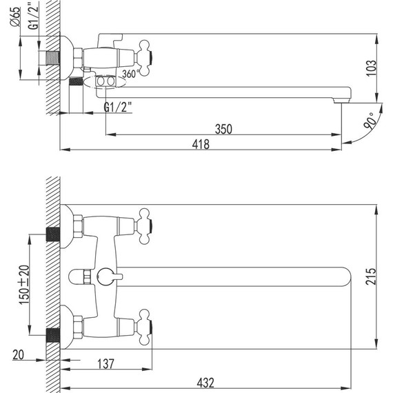 Смеситель для ванны Lemark Standart LM2112C - фото 2
