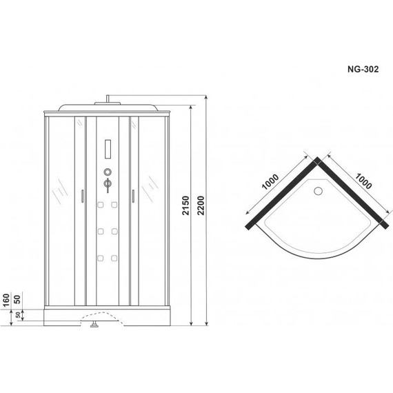 Гидробокс Niagara Ultra NG-302-01 100x100 см, хром/прозрачное/матовое (безсиликоновая сборка) - фото 12