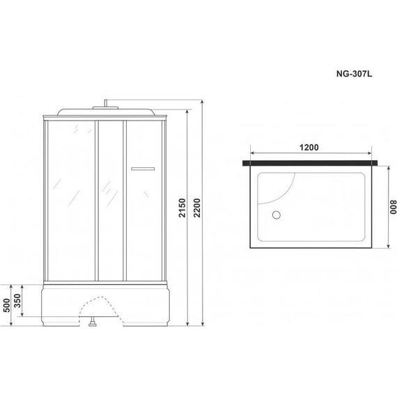 Гидробокс Niagara Ultra NG-307-01L 120x80 см, хром/прозрачное/матовое (безсиликоновая сборка) - фото 12