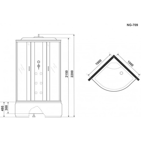 Гидробокс Niagara Ultra NG-709-01R 100x100 см, хром/прозрачное/узор (безсиликоновая сборка) - фото 11