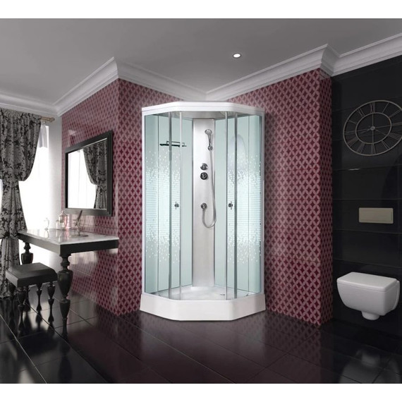 Душевая кабина Niagara Ultra NG-2306-01 90x90 см, белый/прозрачное/узор (безсиликоновая сборка) - фото 3