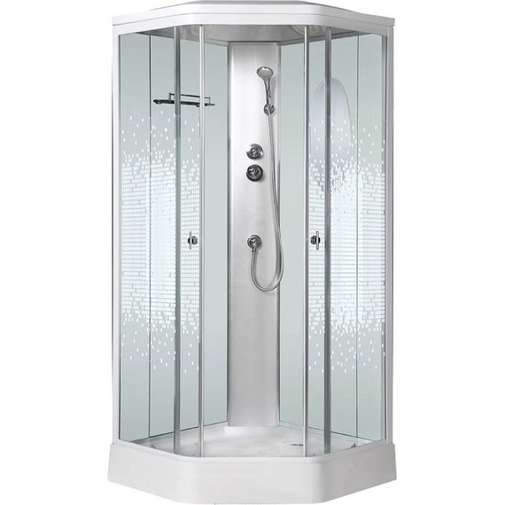 Душевая кабина Niagara Ultra NG-2306-01 90x90 см, белый/прозрачное/узор (безсиликоновая сборка) - фото 2