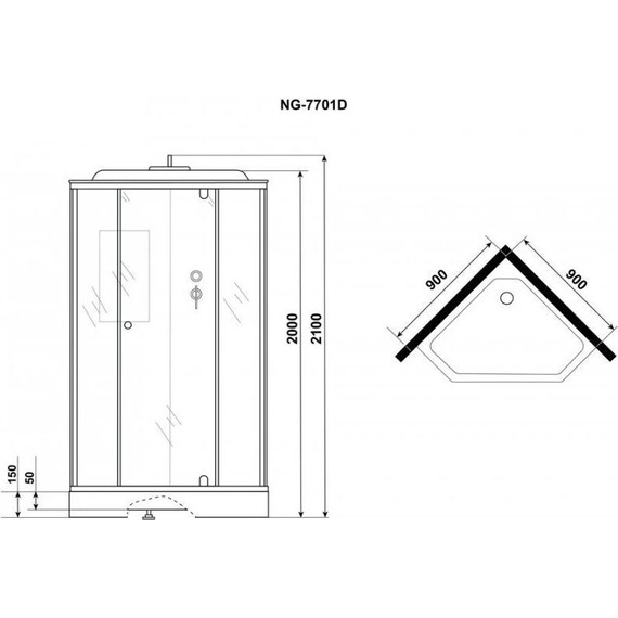 Душевая кабина Niagara Luxe NG-7701DM 90x90 см, серебро/прозрачное - фото 5