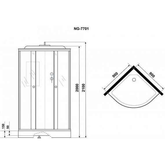 Душевая кабина Niagara Luxe NG-7701M 90x90 см, серебро/прозрачное - фото 5