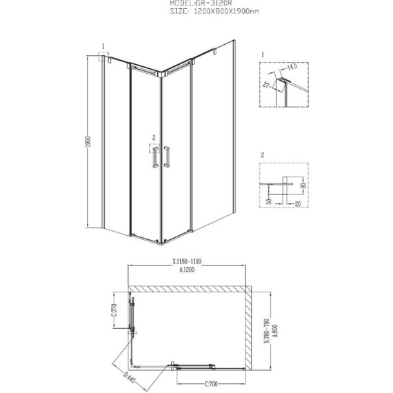Душевое ограждение Grossman Galaxy 120x80 см GR-3120R R, хром/прозрачное - фото 3
