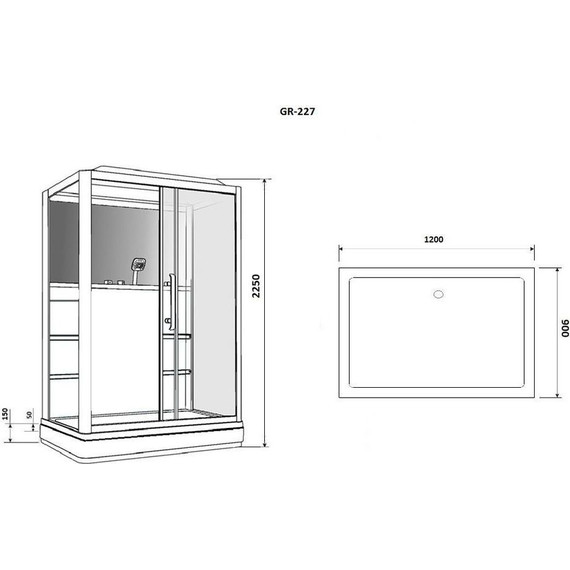 Гидробокс Grossman 90x120 см GR227L L, чёрный/прозрачное - фото 9