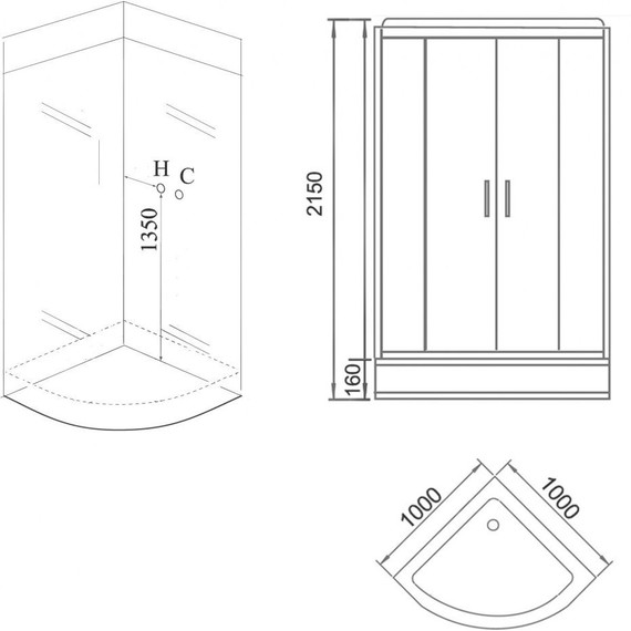 Душевое кабина Grossman 100x100 см GR260, чёрный/прозрачное - фото 3