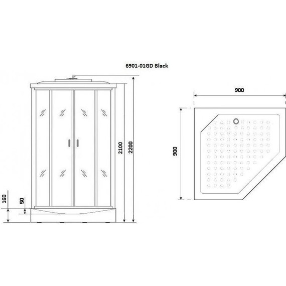 Гидробокс Niagara Premium NG-6901-01GD BLACK 90x90 см, черный/тонированное (безсиликоновая сборка) - фото 11