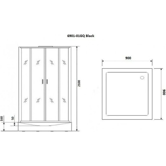 Гидробокс Niagara Premium NG-6901-01GQ BLACK 90x90 см, черный/тонированное (безсиликоновая сборка) - фото 10