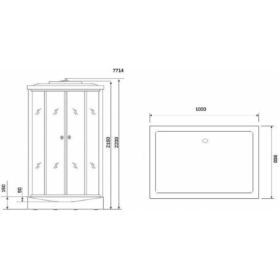 Гидробокс Niagara Luxe NG-7714W 100x90 см, серебро/прозрачное - фото 9