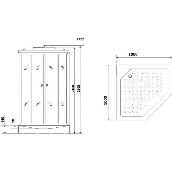 Гидробокс Niagara Luxe NG-7717W 100x100 см (стекло 5/8 мм), серебро/прозрачное - фото 4