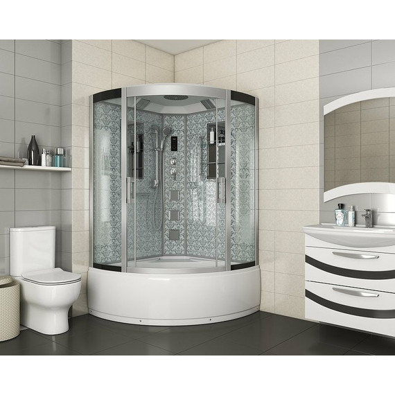 Гидробокс Niagara Luxe NG-7744W 120x120 см, серебро/прозрачное - фото 