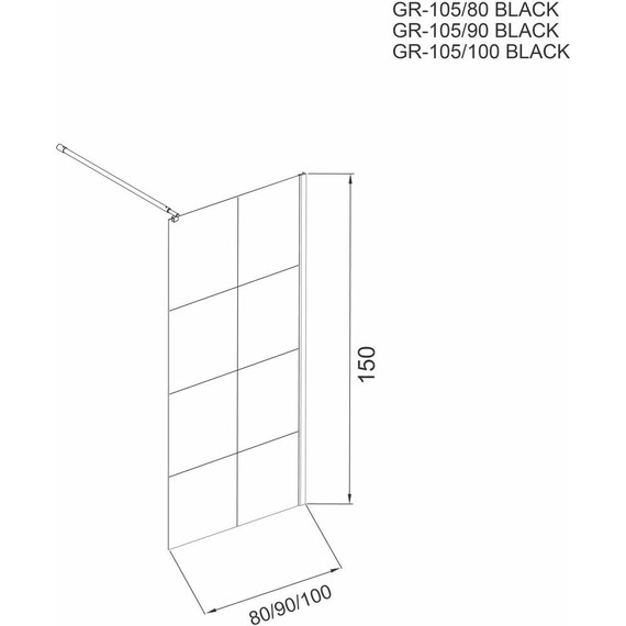Шторка для ванны Grossman 800х1500 мм GR-10580BLACK, чёрный/прозрачное - фото 3
