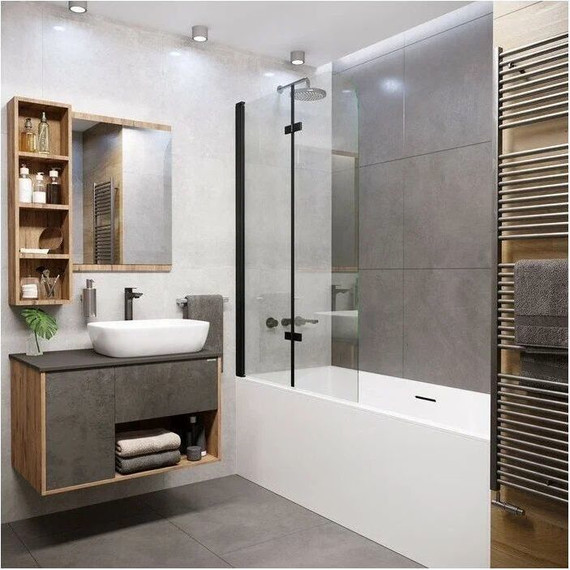 Шторка для ванны Grossman 1000х1500 мм GR-106100BLACK, чёрный/прозрачное - фото 2