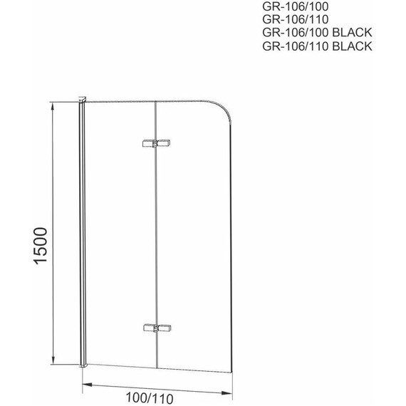 Шторка для ванны Grossman 1000х1500 мм GR-106100BLACK, чёрный/прозрачное - фото 3