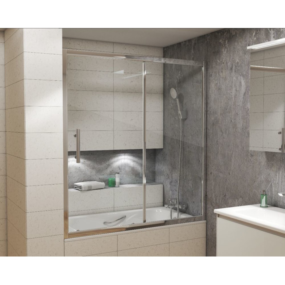 Шторка для ванны Grossman 1700х1400 мм GR-170/2, хром/прозрачное - фото 2