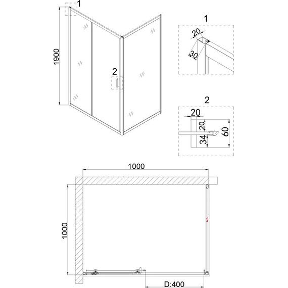 Душевое ограждение Niagara Nova 100x100 см NG-42-10AG-NG-A100G, золото/прозрачное - фото 4