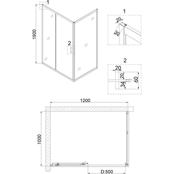 Душевое ограждение Niagara Nova 120x100 см NG-62-12A-NG-A100, хром/прозрачное - фото 5