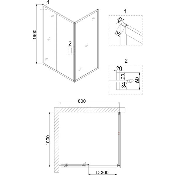 Душевое ограждение Niagara Nova 80x100 см NG-62-8A-NG-A100, хром/прозрачное - фото 5