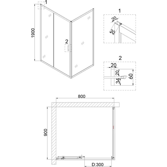 Душевое ограждение Niagara Nova 80x90 см NG-62-8A-NG-A90, хром/прозрачное - фото 5