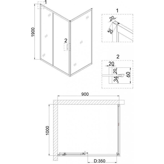 Душевое ограждение Niagara Nova 90x100 см NG-62-9A-NG-A100, хром/прозрачное - фото 5