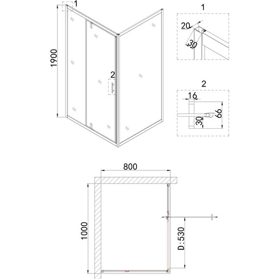 Душевое ограждение Niagara Nova 100x80 см NG-63-10A-NG-A80, хром/прозрачное - фото 5